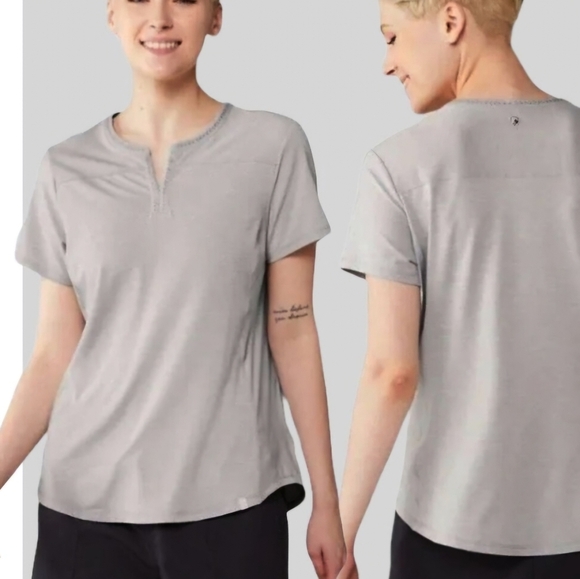 Kuhl Allegro Gray Split Neck Short Sleeve Activewear Top Size Small - Picture 1 of 16